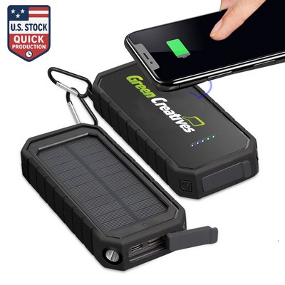 Wireless Solar IPX5 Power Bank 10,000 MAH