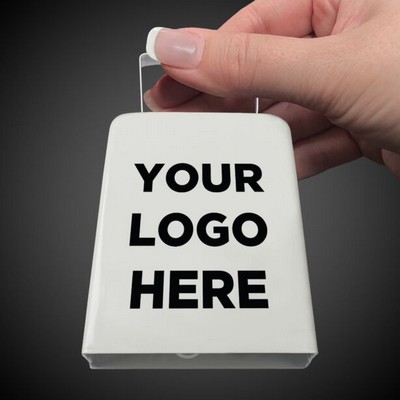 Large Pad Printed White Metal Cowbell