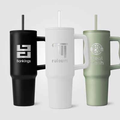 Polar Pro - 40 oz. Double-Wall Recycled Stainless Steel Tumbler with Straw - Laser